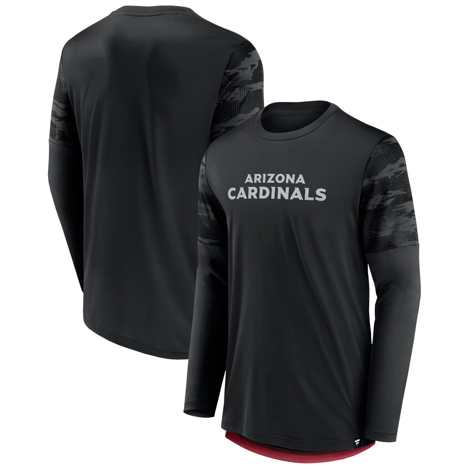 

Мужская футболка Fanatics с логотипом черного цвета/Cardinal Arizona Cardinals с квадратными вырезами и длинными рукавами