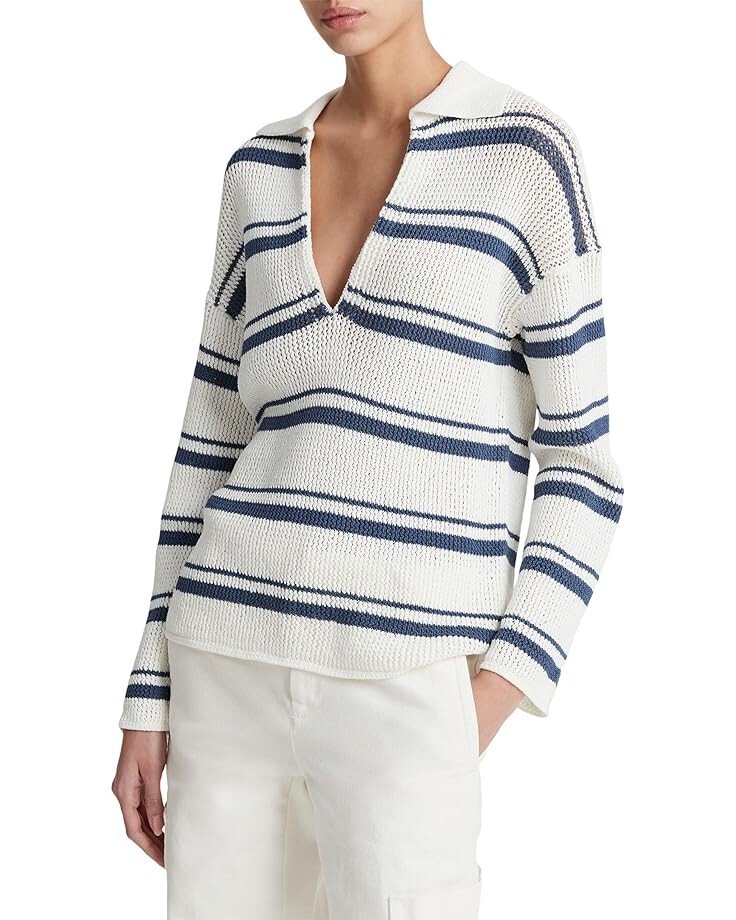 

Свитер Vince Racked Ribbed Stripe Pullover, цвет Off White Combo
