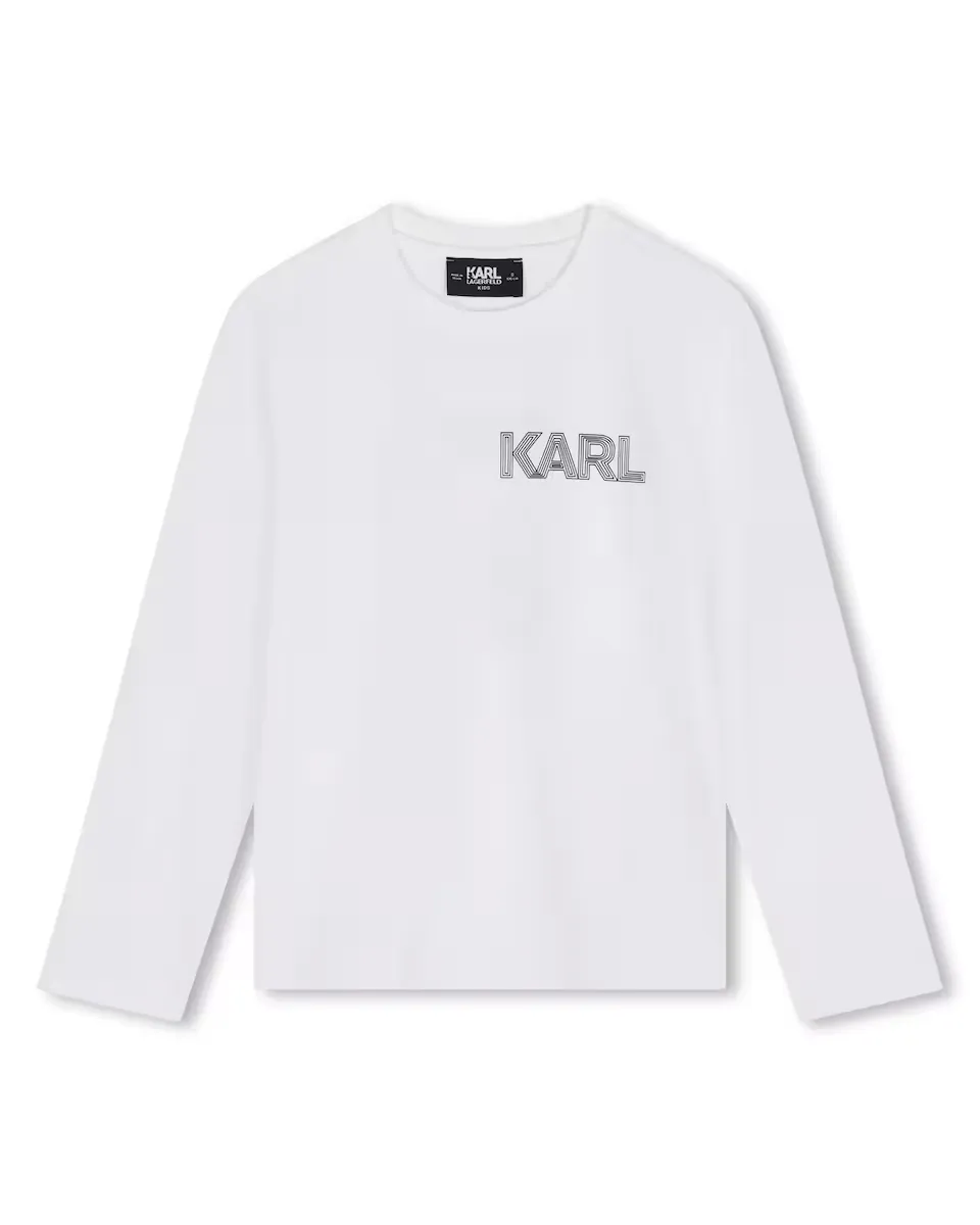 

Хлопковая футболка для мальчика с рисунком на спине Karl Lagerfeld Kids, белый