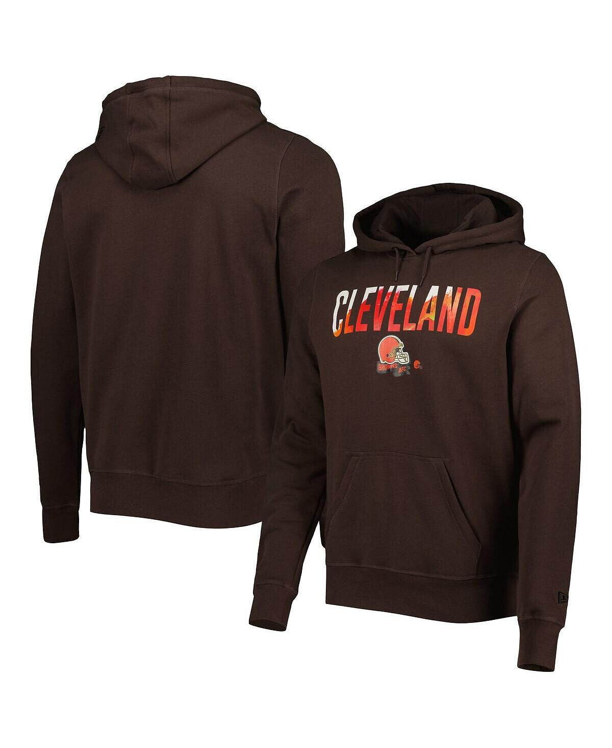 

Мужской коричневый пуловер с капюшоном Cleveland Browns Ink Dye New Era