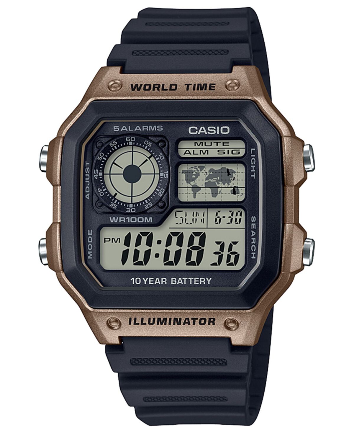 

Мужские цифровые часы с черным полимерным ремешком, 42,1 мм Casio