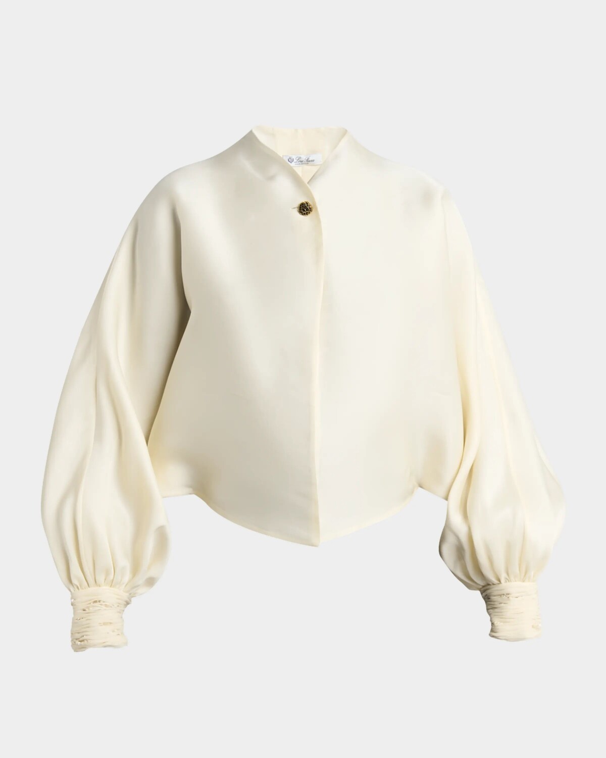 

Атласная блузка Jody из органди с манжетами и декором Loro Piana, цвет White Pepper