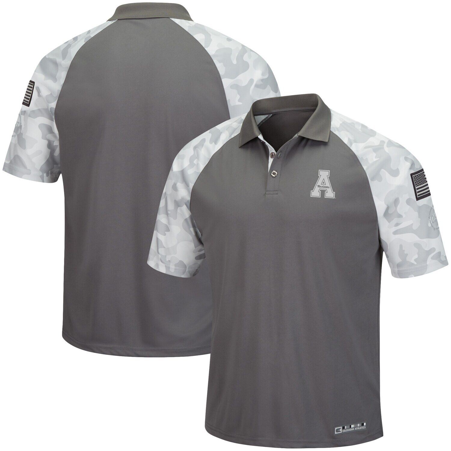 

Мужская рубашка серого/камуфляжного цвета Appalachian State Mountaineers OHT Military Appreciation реглан Zoomie Polo Colosseum