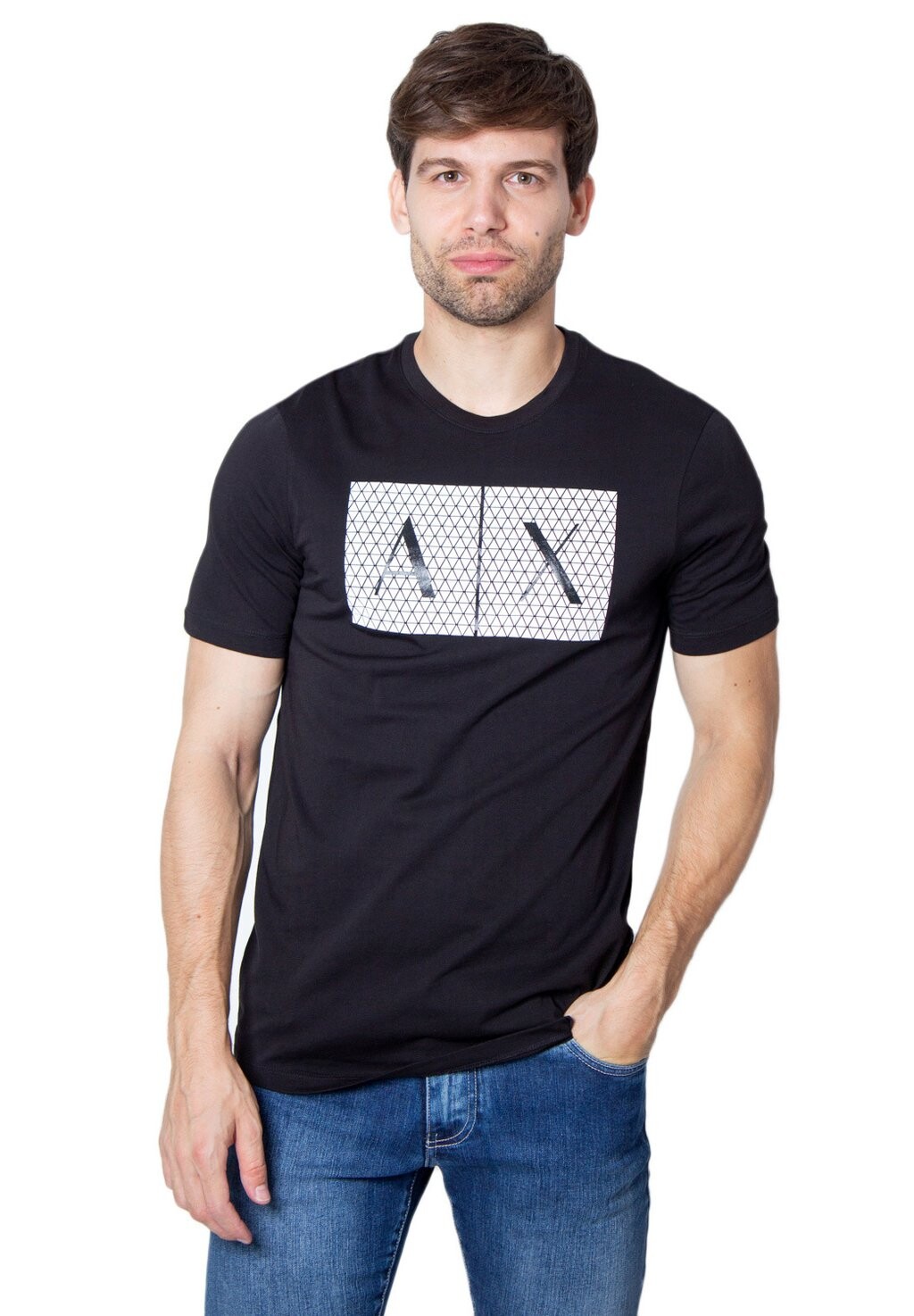 

Футболка с принтом Armani Exchange, черная, Черный