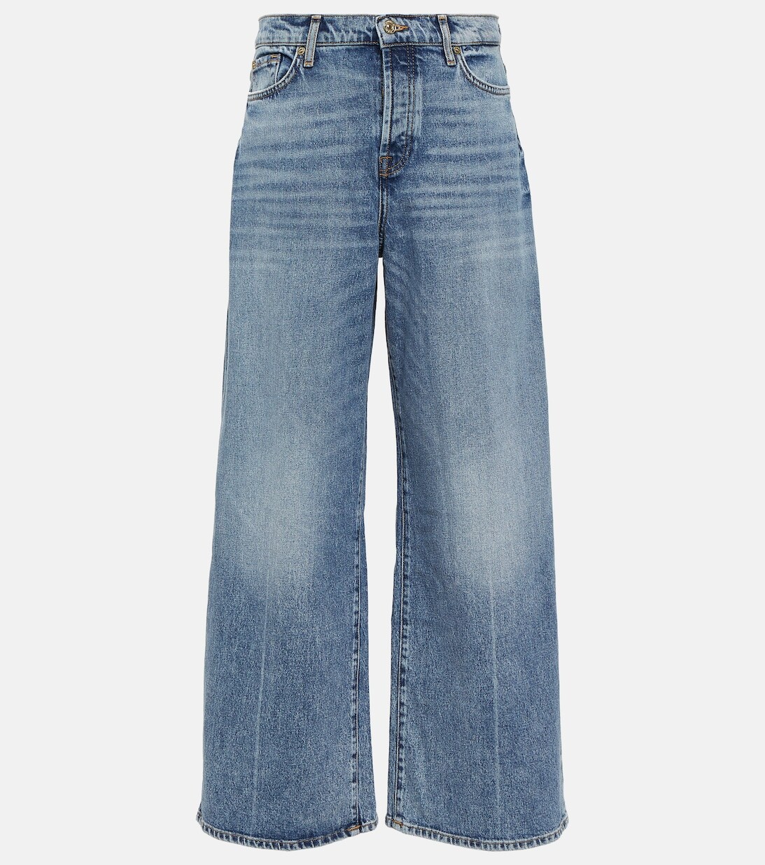 

Широкие джинсы Zoey с высокой посадкой 7 FOR ALL MANKIND, синий