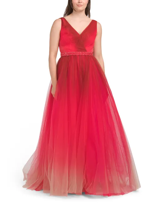 

Платье из тюля с эффектом омбре и поясом из бисера Mac Duggal, цвет Ombre