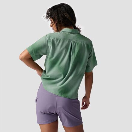 

Джерси MTB на пуговицах женское Backcountry, цвет Elm Green Topo Print