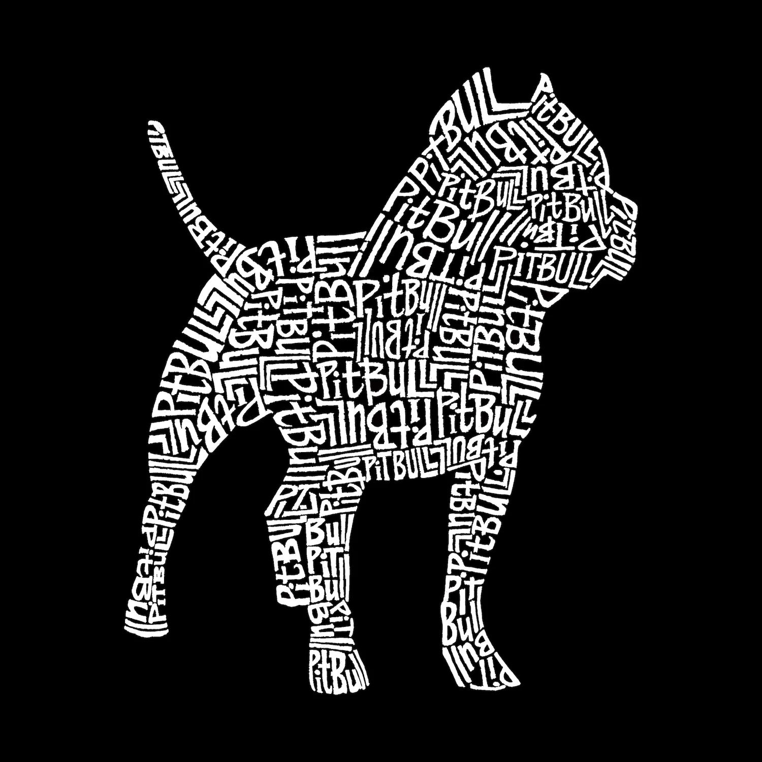 Pitbull - мужская футболка с рисунком Word Art LA Pop Art, серый