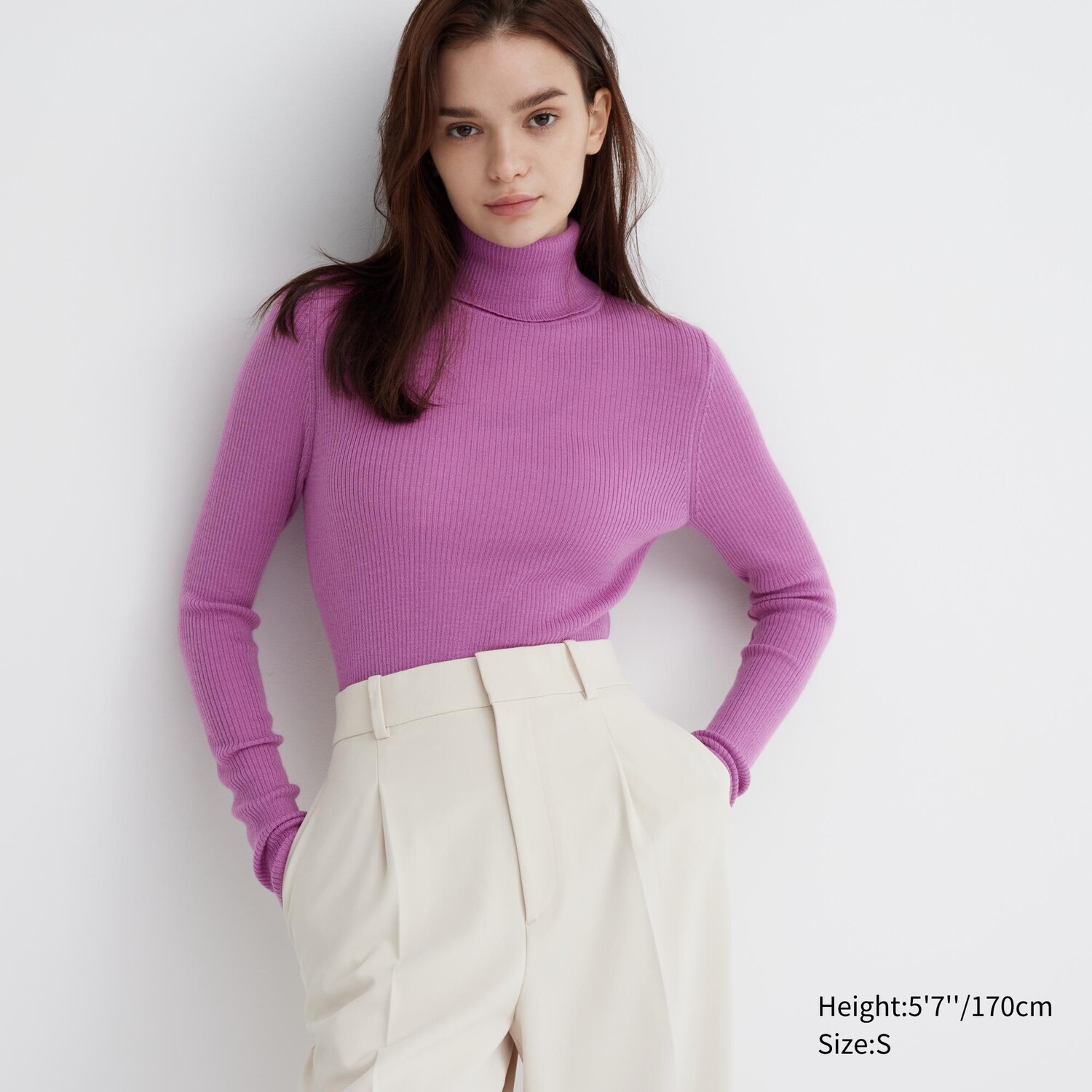 

Свитер Uniqlo женский из шерсти мериноса, фиолетовый