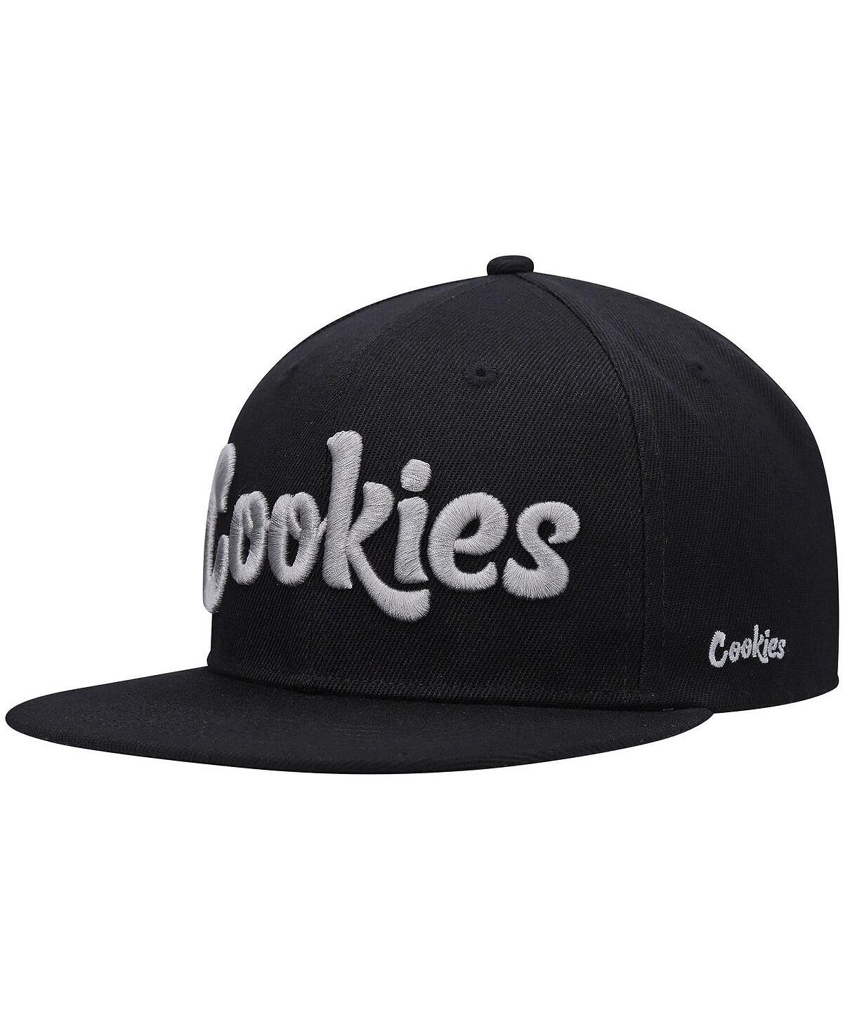 Мужская черная оригинальная мятная однотонная кепка Snapback с логотипом Cookies бейсболка женская мятная кепка однотонная классическая