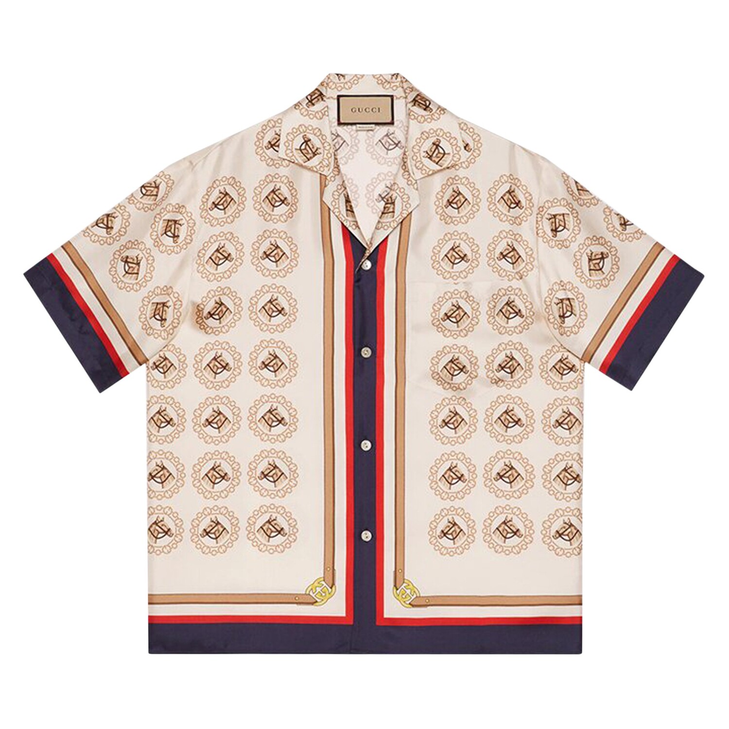 

Рубашка с принтом Gucci Equestrian, цвет слоновой кости/золото/разноцветный