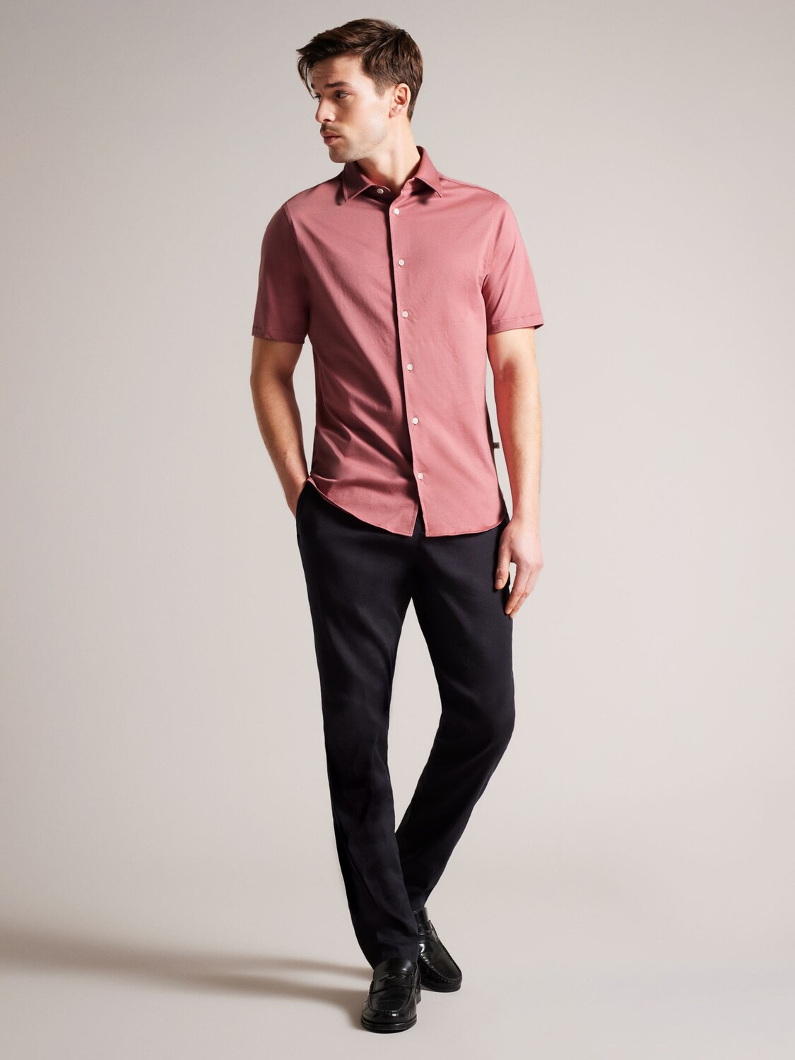 

Рубашка с коротким рукавом Ted Baker Marrsho, светло-розовая