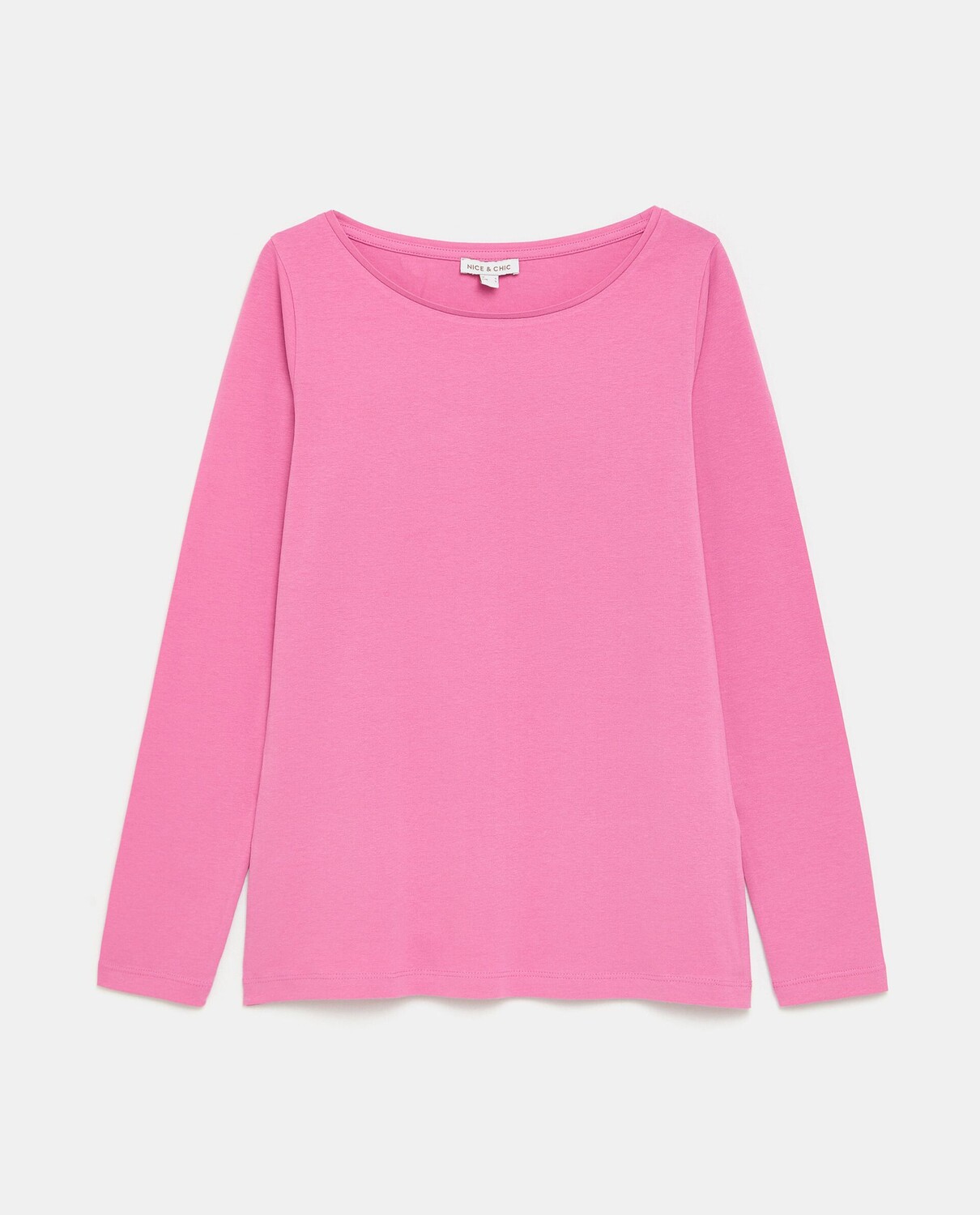 

Женская футболка из хлопка стрейч с длинными рукавами NICE&CHIC, роза