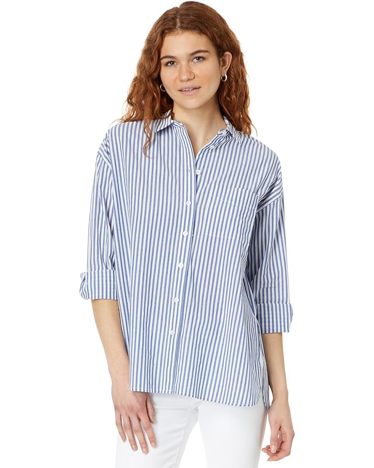 

Рубашка Madewell The Oversized Straight Hem Shirt in Signature Poplin, синий