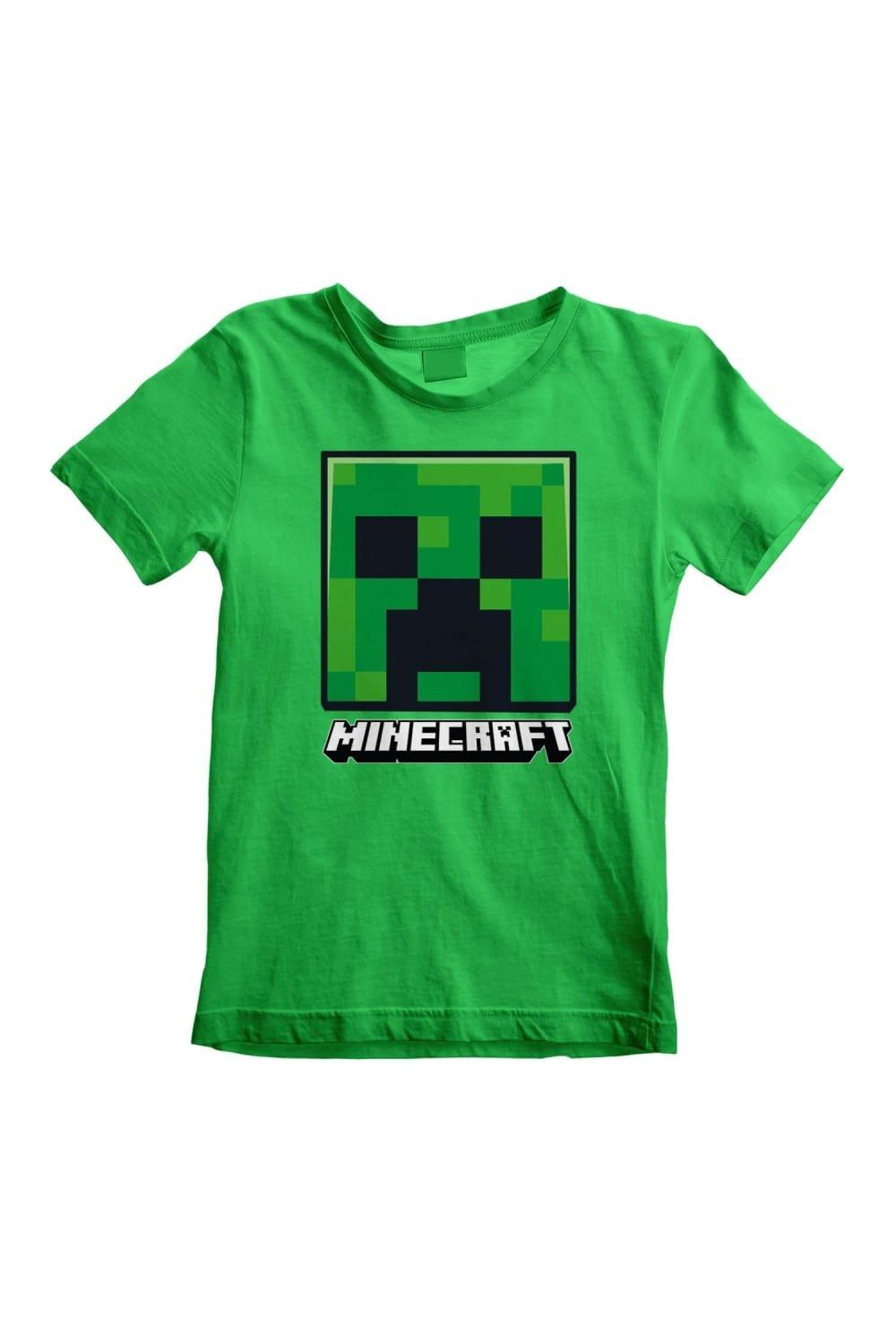 Футболка с изображением Creeper Face Minecraft, зеленый конструктор майнкрафт шахта крипера мinecraft 451 деталь