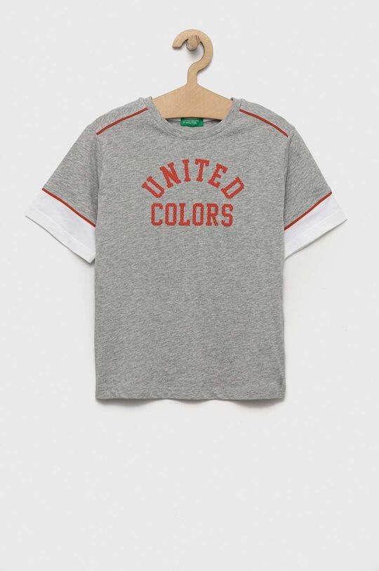 

Детская хлопковая футболка United Colors of Benetton, серый