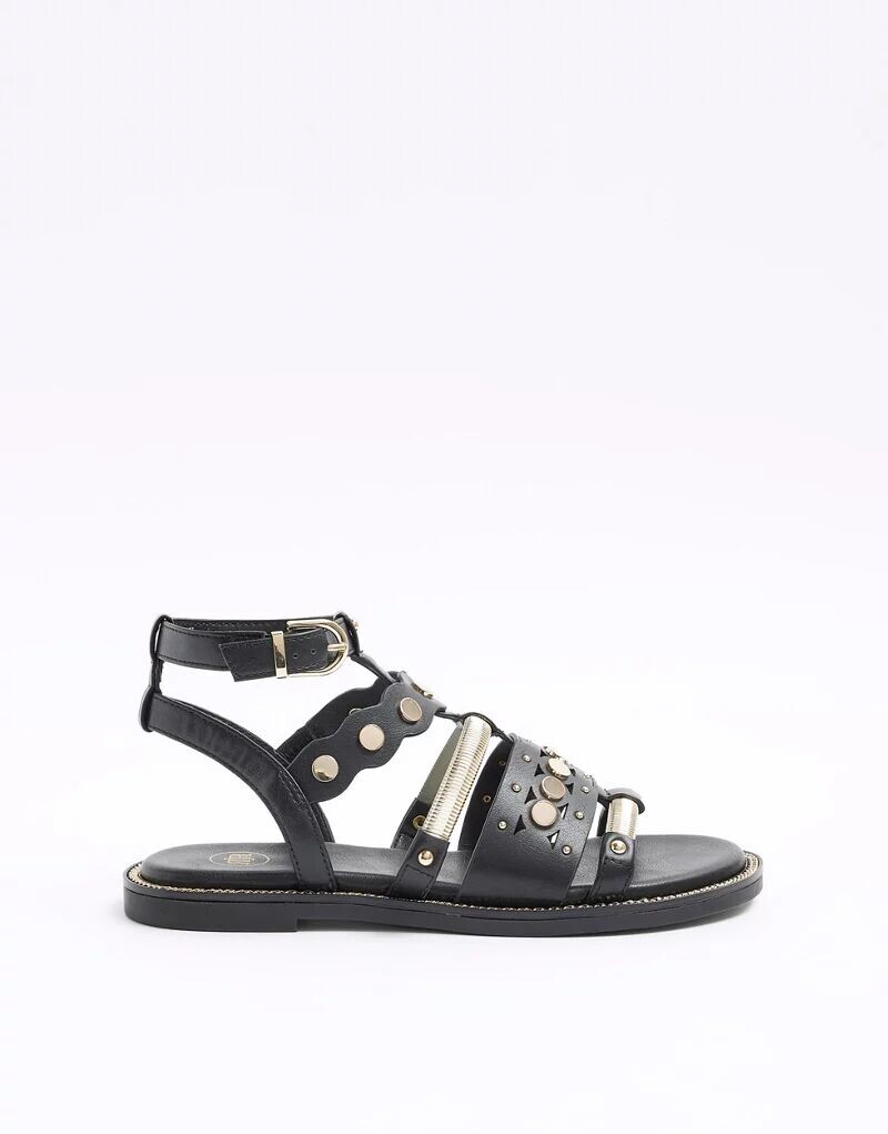

Черные кольчужные гладиаторы River Island с фестонами
