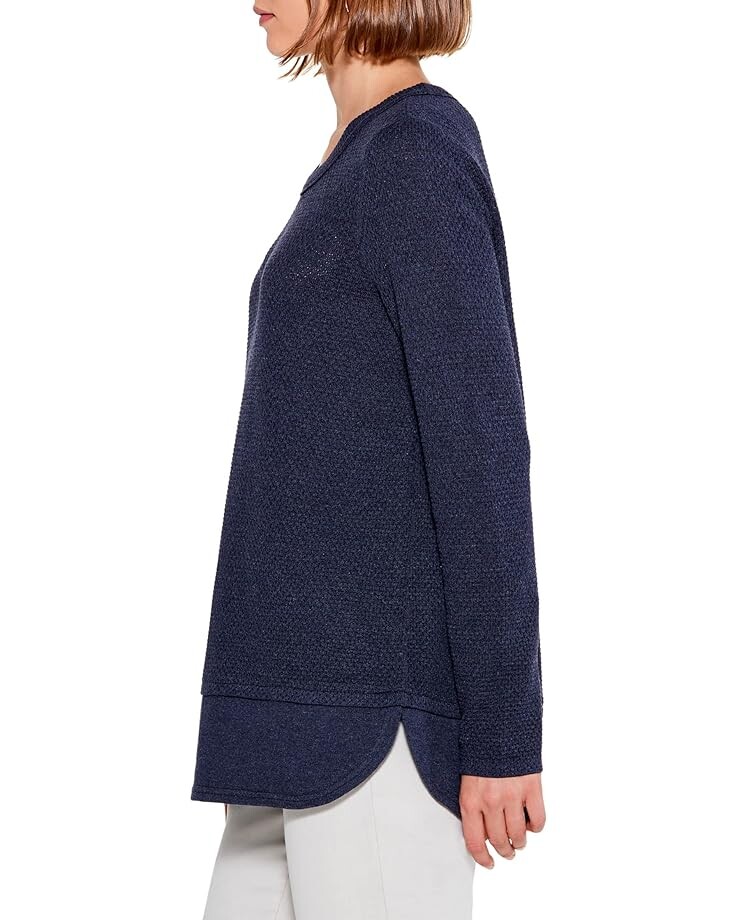 

Свитер NIC+ZOE Waffle Vital Crew Neck Sweater, цвет Dark Indigo