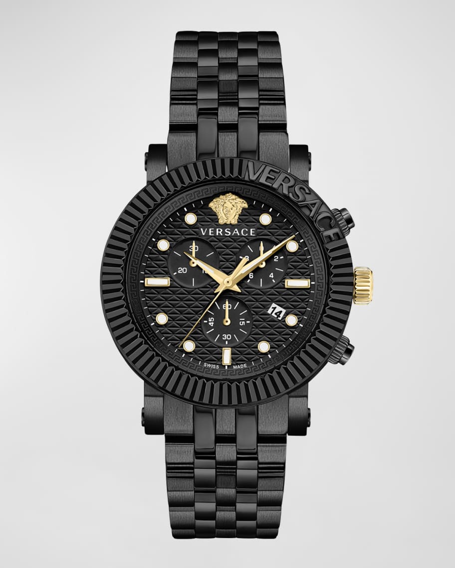 

Мужские часы V-Chrono Classic IP с черным браслетом, 45 мм Versace