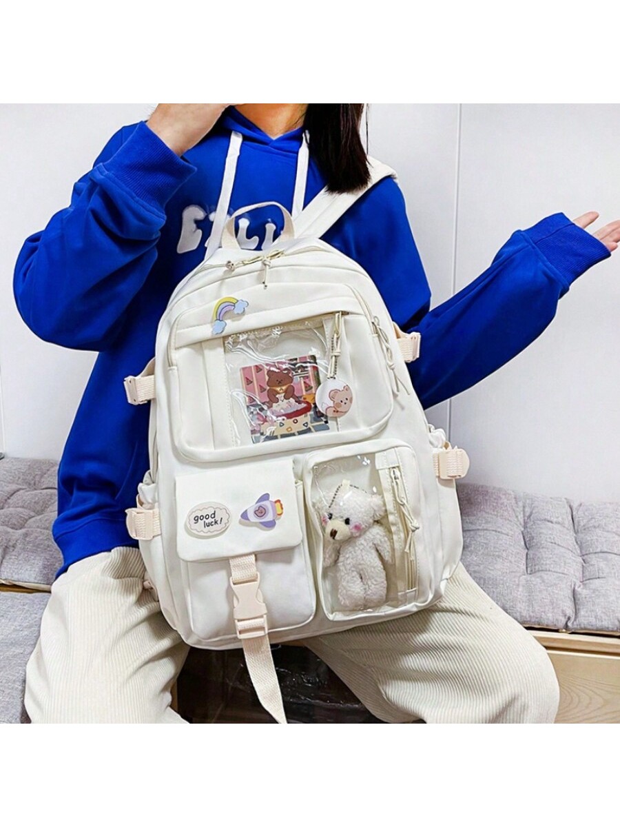 2023 милые женские рюкзаки, бежевый школьный рюкзак для мальчиков и девочек водонепроницаемый с usb портом
