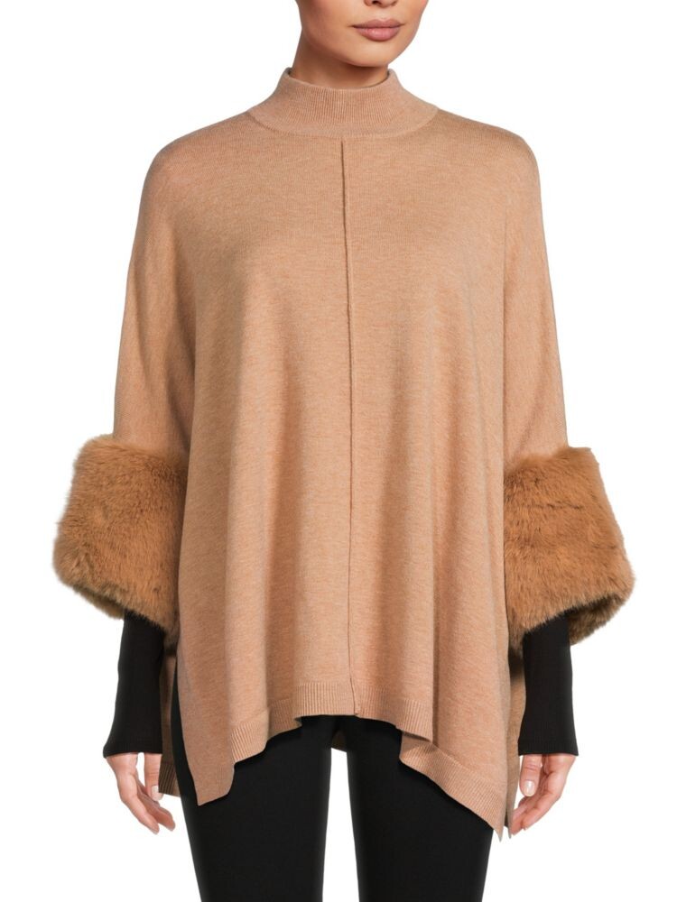 

Свитер с отделкой из искусственного меха Saks Fifth Avenue, цвет New Camel
