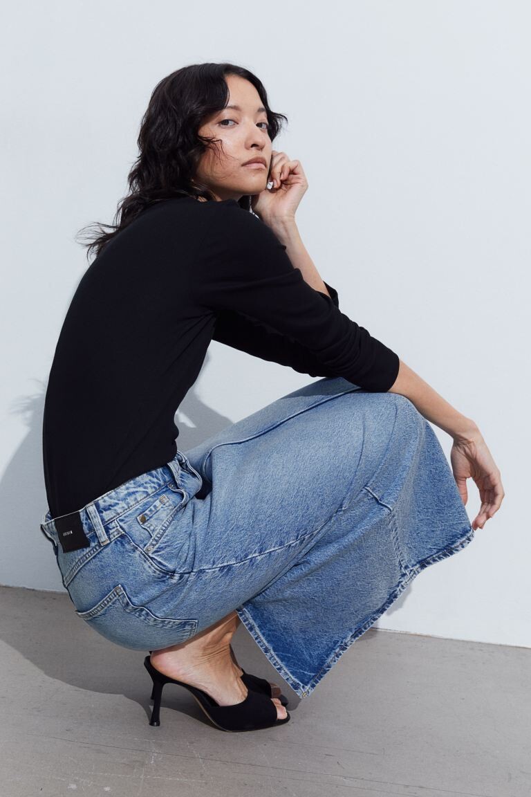 

Топ в рубчик с длинными рукавами H&M
