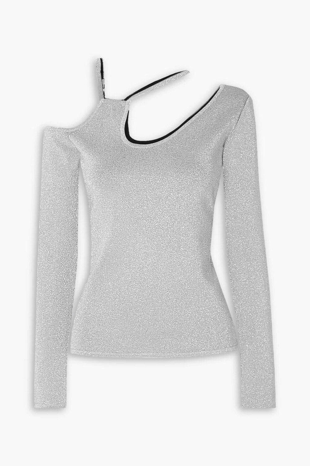 

Топ эластичной вязки с металлизированным вырезом и вырезом Jw Anderson, серебро