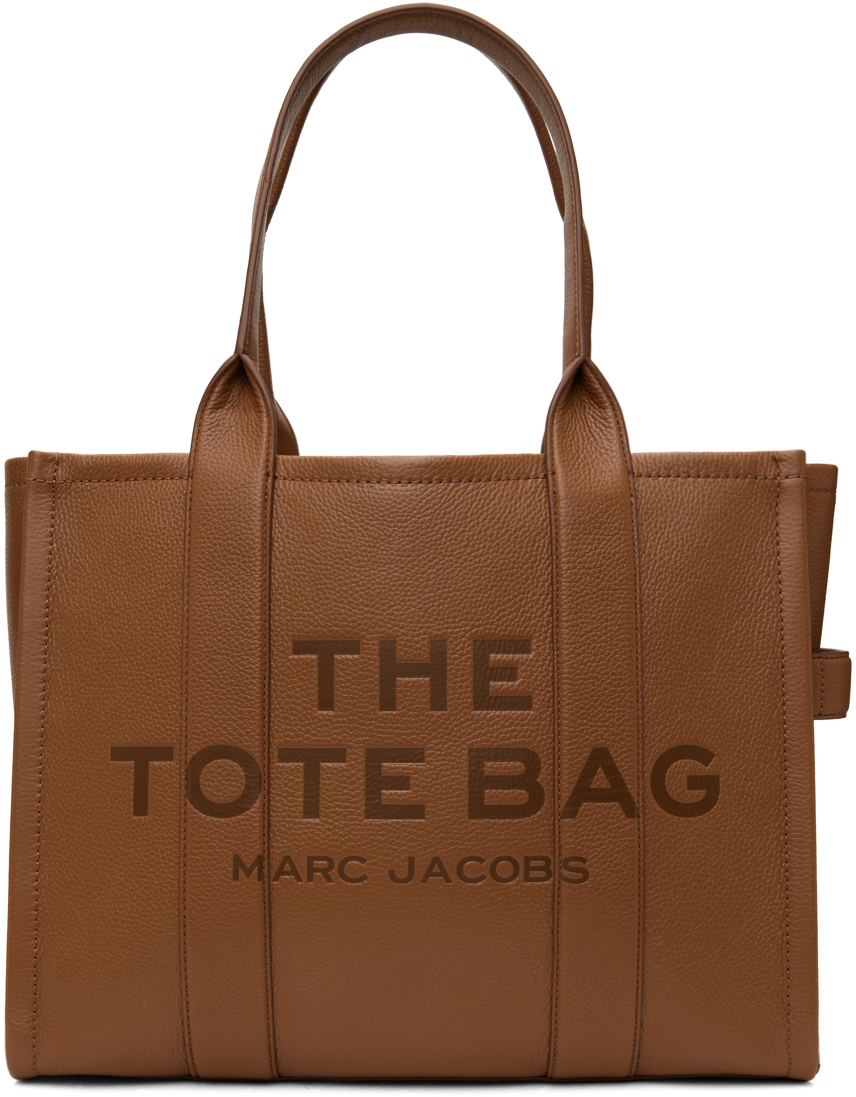 Коричневая кожаная большая сумка-тоут Marc Jacobs
