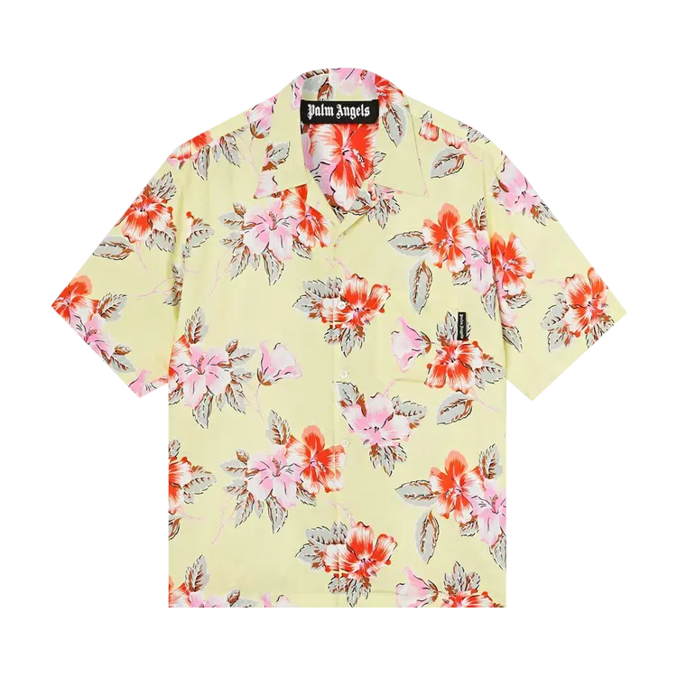 

Рубашка Palm Angels Hibiscus Print Button Down Bowling 'Yellow', желтый