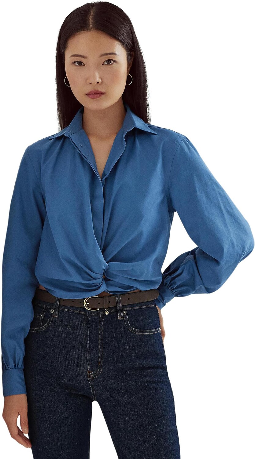 

Укороченная рубашка из сукна с закручивающейся передней частью LAUREN Ralph Lauren, цвет Frosted Lapis