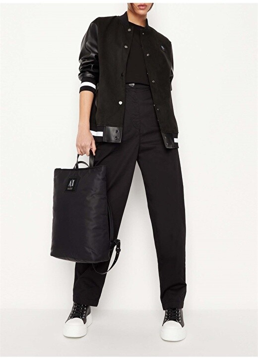 

Обычные черные женские брюки с высокой талией Armani Exchange, Черный, Обычные черные женские брюки с высокой талией Armani Exchange