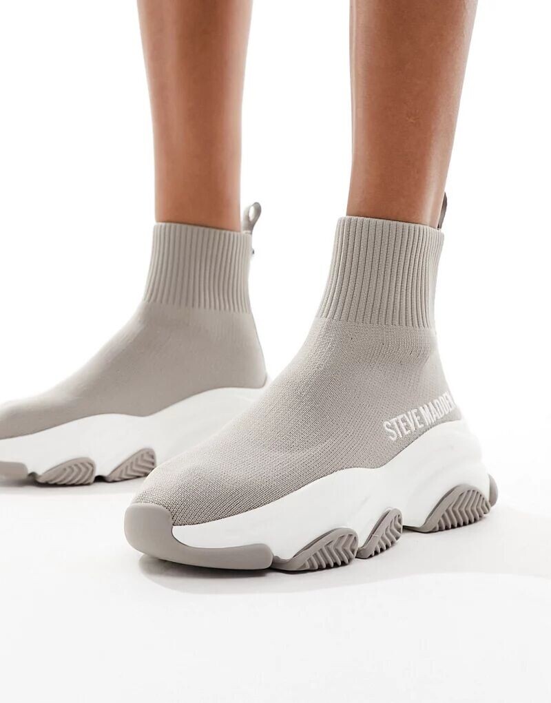 

Светло-серо-коричневые вязаные кроссовки-носки Steve Madden Prodigy