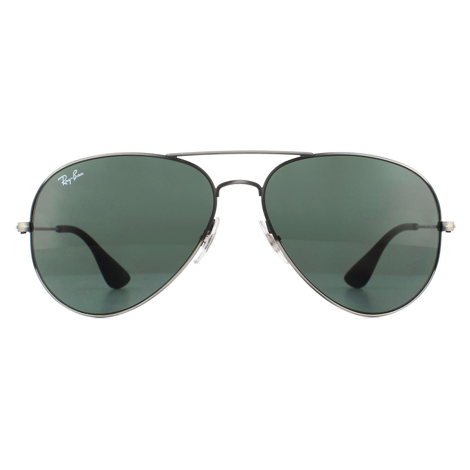 Антикварные черные зеленые классические солнцезащитные очки-авиаторы Ray-Ban, серый