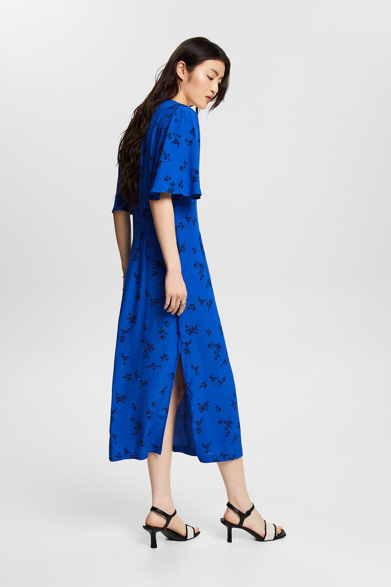 Платье миди из вискозы с цветочным принтом Esprit, синий платье миди с принтом v образный вырез xs черный