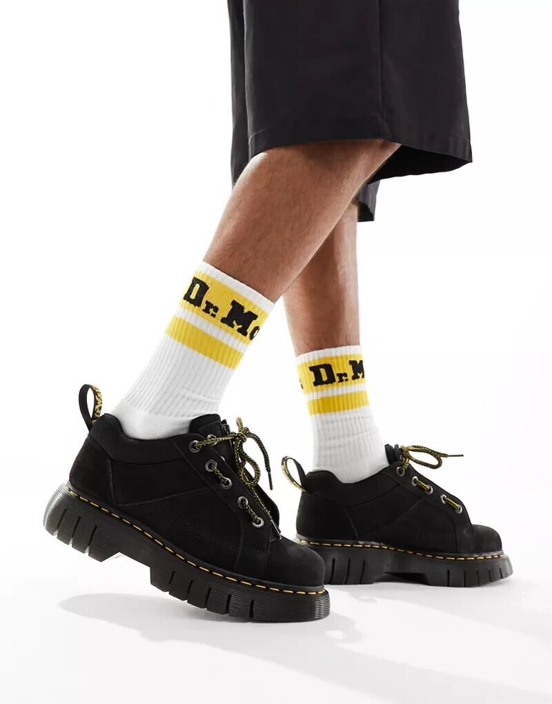 

Доктор Черные замшевые туфли с шестью люверсами Martens Woodard Dr Martens