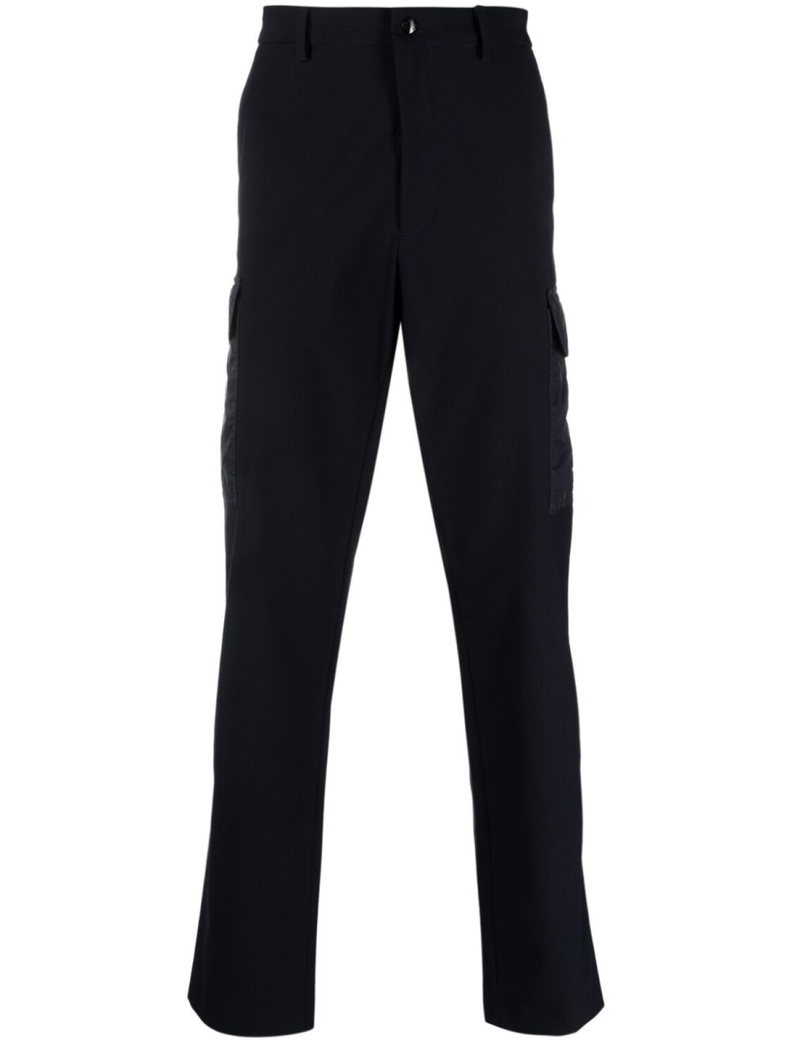 

Moncler logo-patch straight-leg cargo trousers, синий