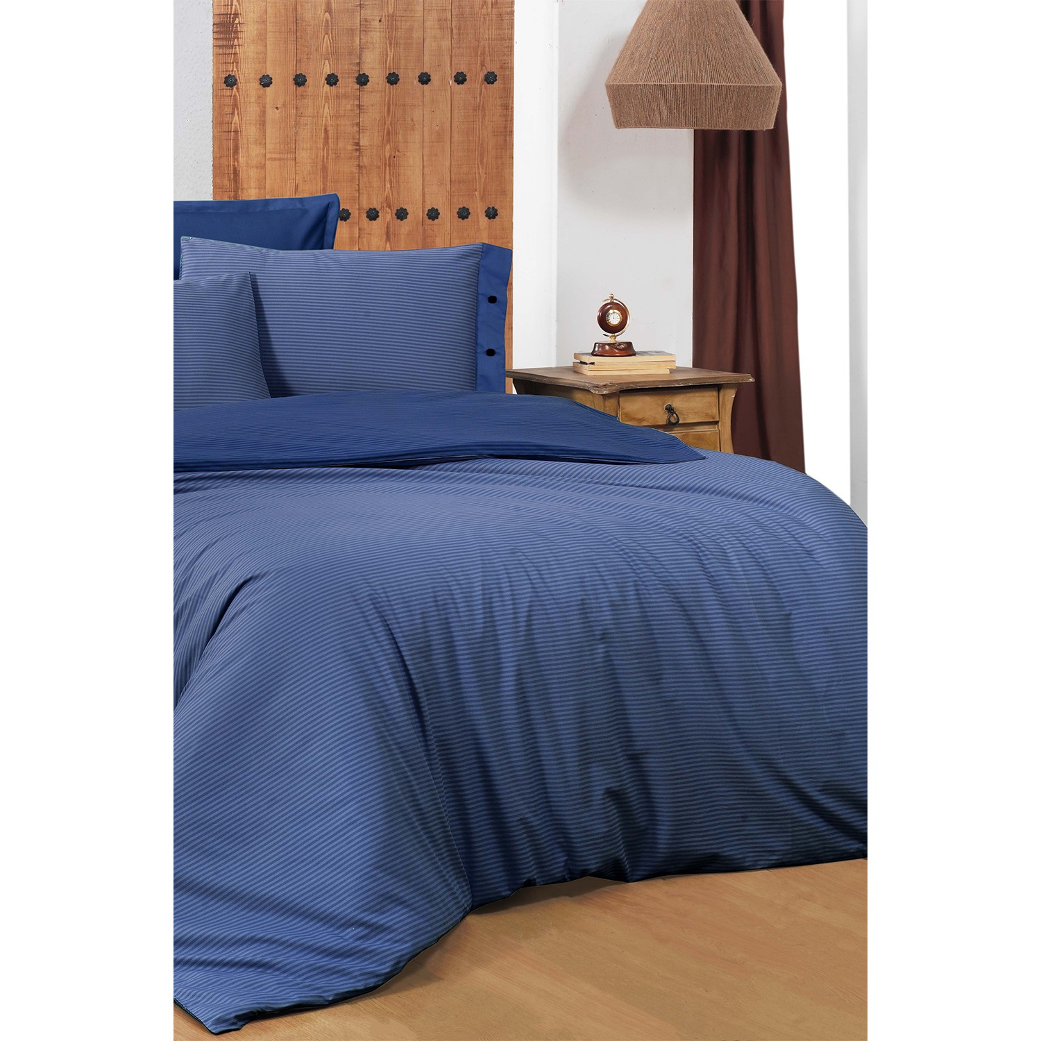 Sarev New Fancy Stripe, темно-синий Комплект постельного белья из 100% хлопка в полоску
