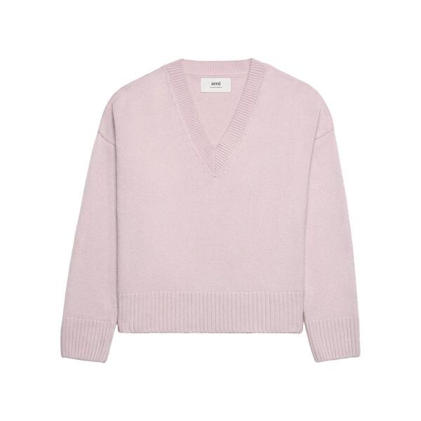 

Футболка wollpullover mit v-ausschnitt powder pink powder pink Ami Paris, розовый