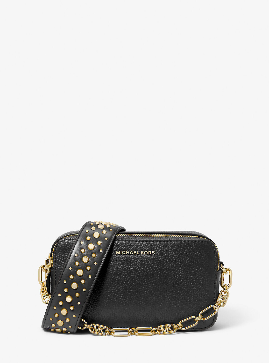 

Маленькая сумка для фотокамеры Jet Set из шагреневой кожи с двойной молнией Michael Kors, черный