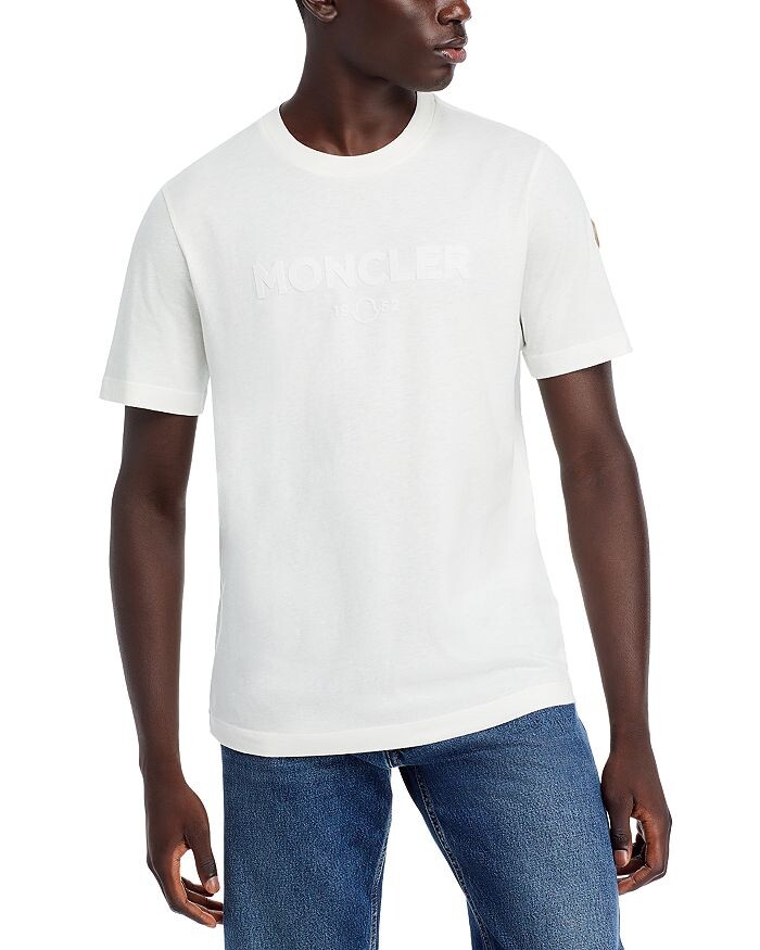 

Футболка Moncler из хлопка и кашемира с логотипом, слоновая кость/кремовый