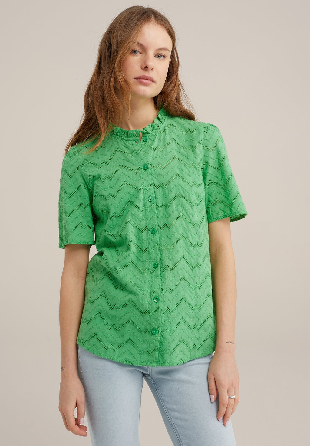 Блузка-рубашка WE Fashion, цвет green