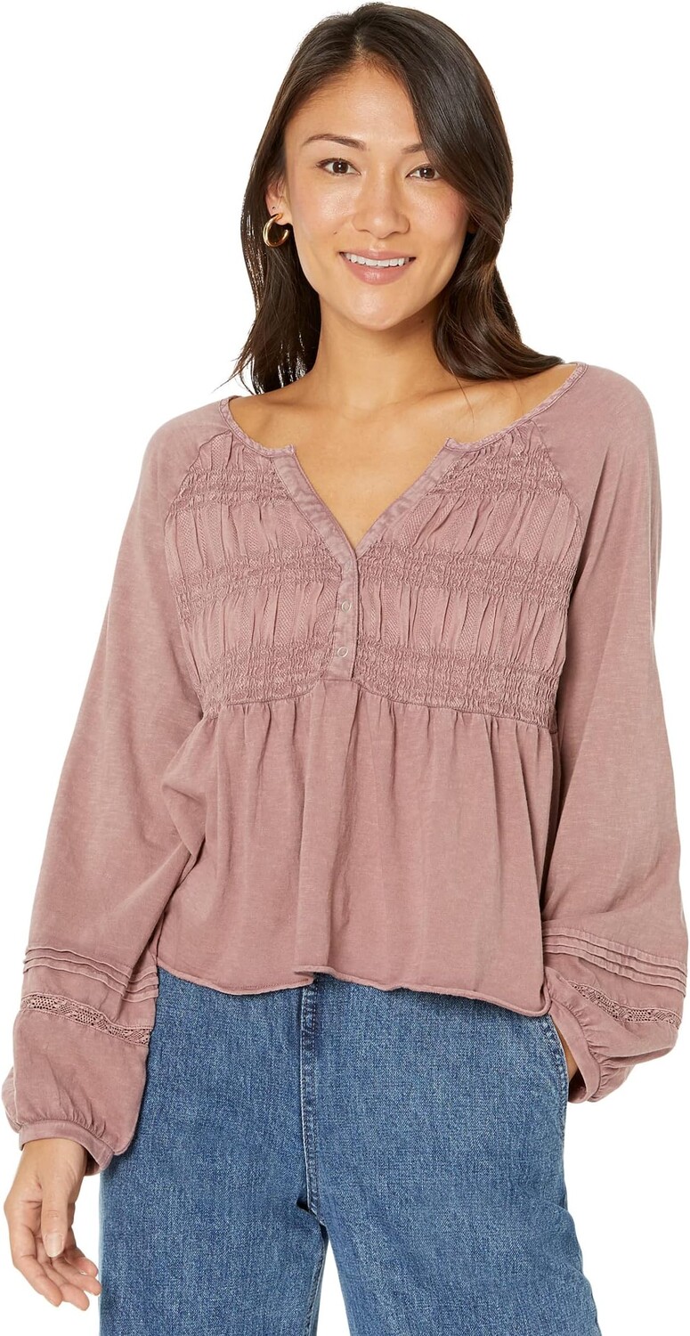 

Текстурированный топ Babydoll Lucky Brand, цвет Twilight Mauve