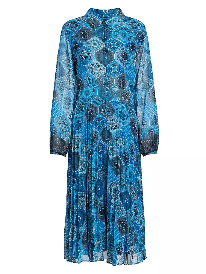 Шифоновое платье-рубашка макси с принтом Camila Elie Tahari, цвет seville print