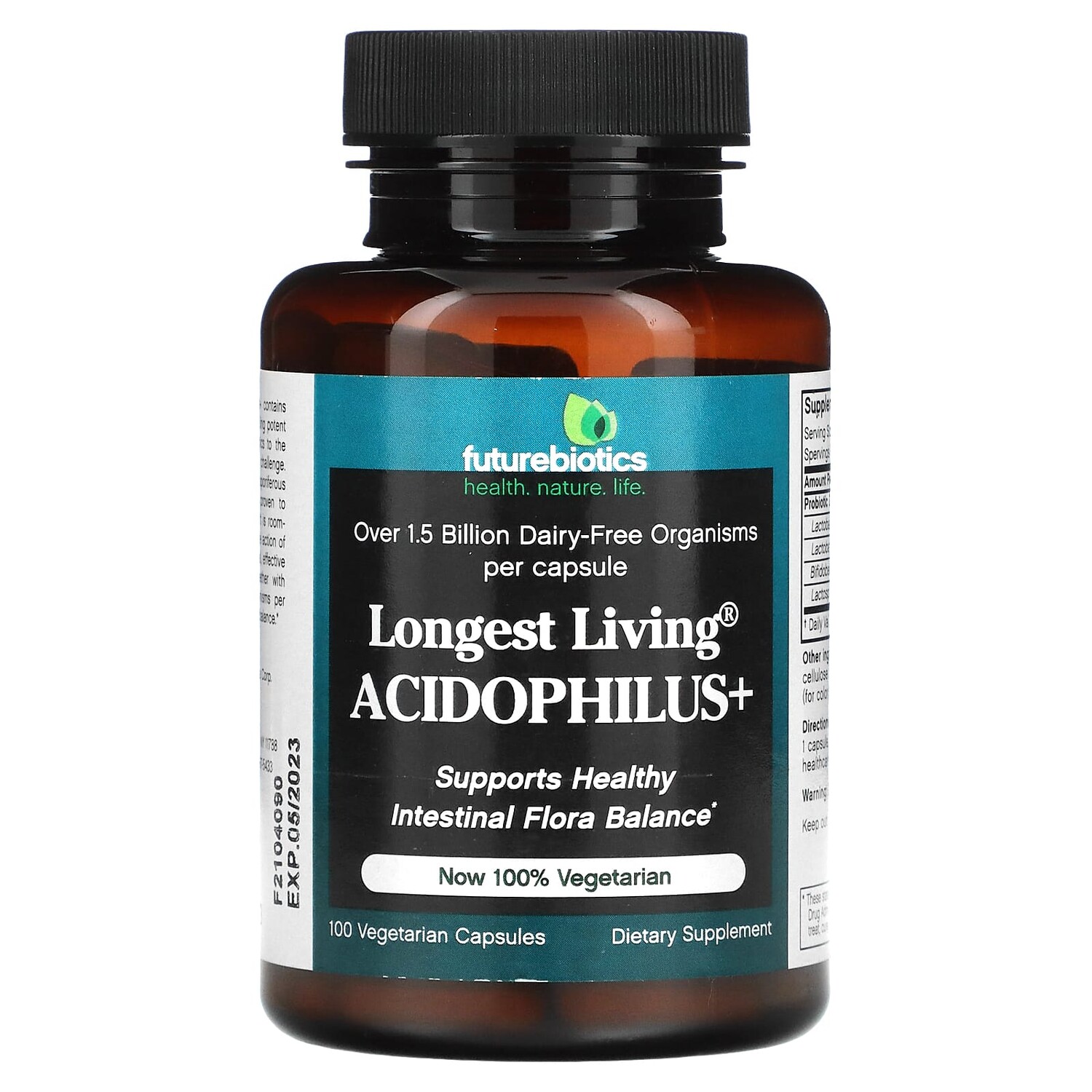 

Longest Living Acidophilus +, 100 вегетарианских капсул, Futurebiotics