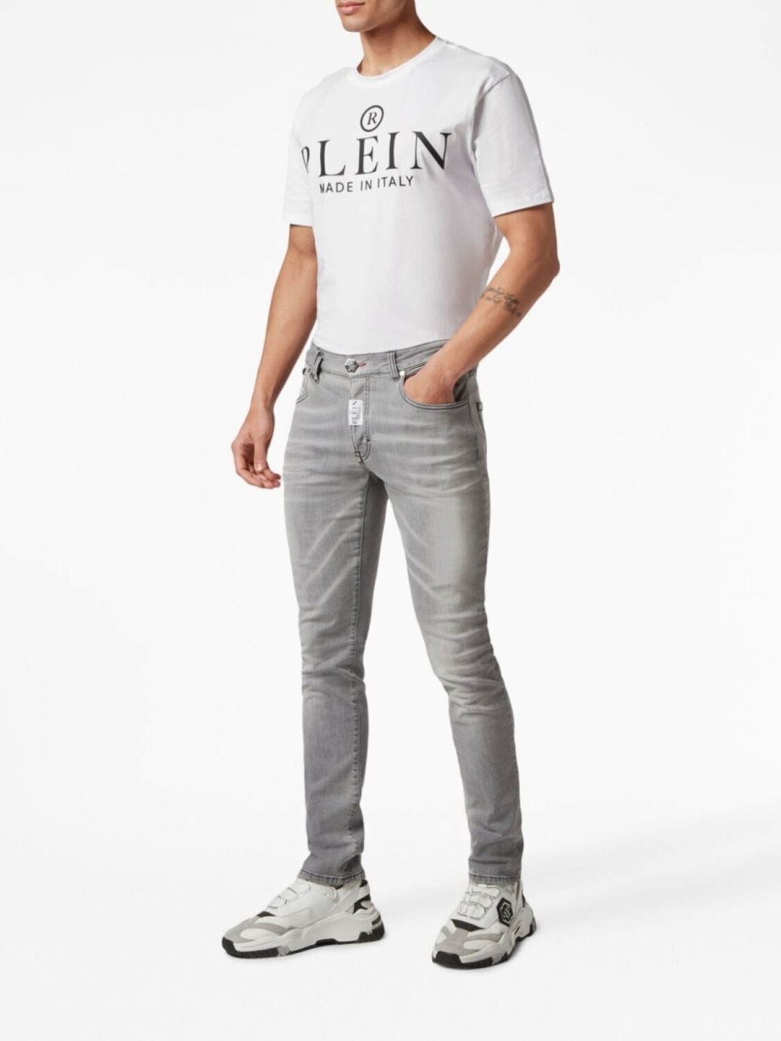 

Philipp Plein джинсы скинни с нашивкой-логотипом, серый