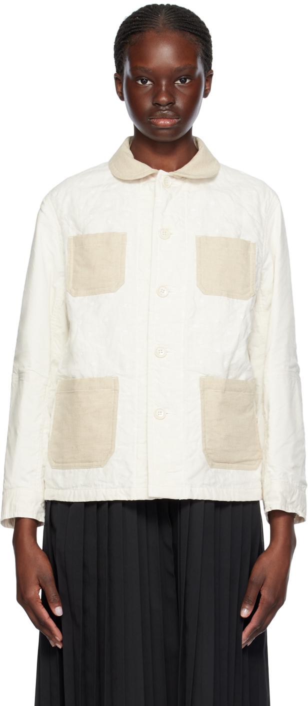 Кремового цвета куртка с вышивкой Comme Des Garcons воскресный жакет с вышивкой rixo бежевый