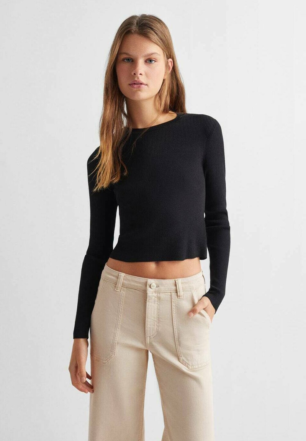 

Джинсы-клеш UTILITY Mango Kids, цвет beige