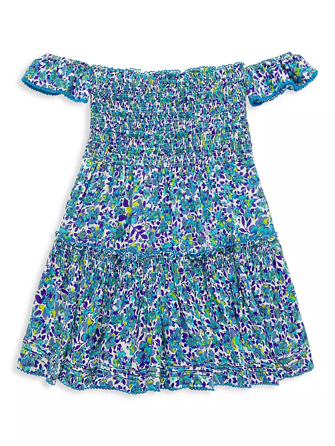 Платье Aurora с открытыми плечами для маленьких девочек и девочек Poupette St Barth, цвет blue net