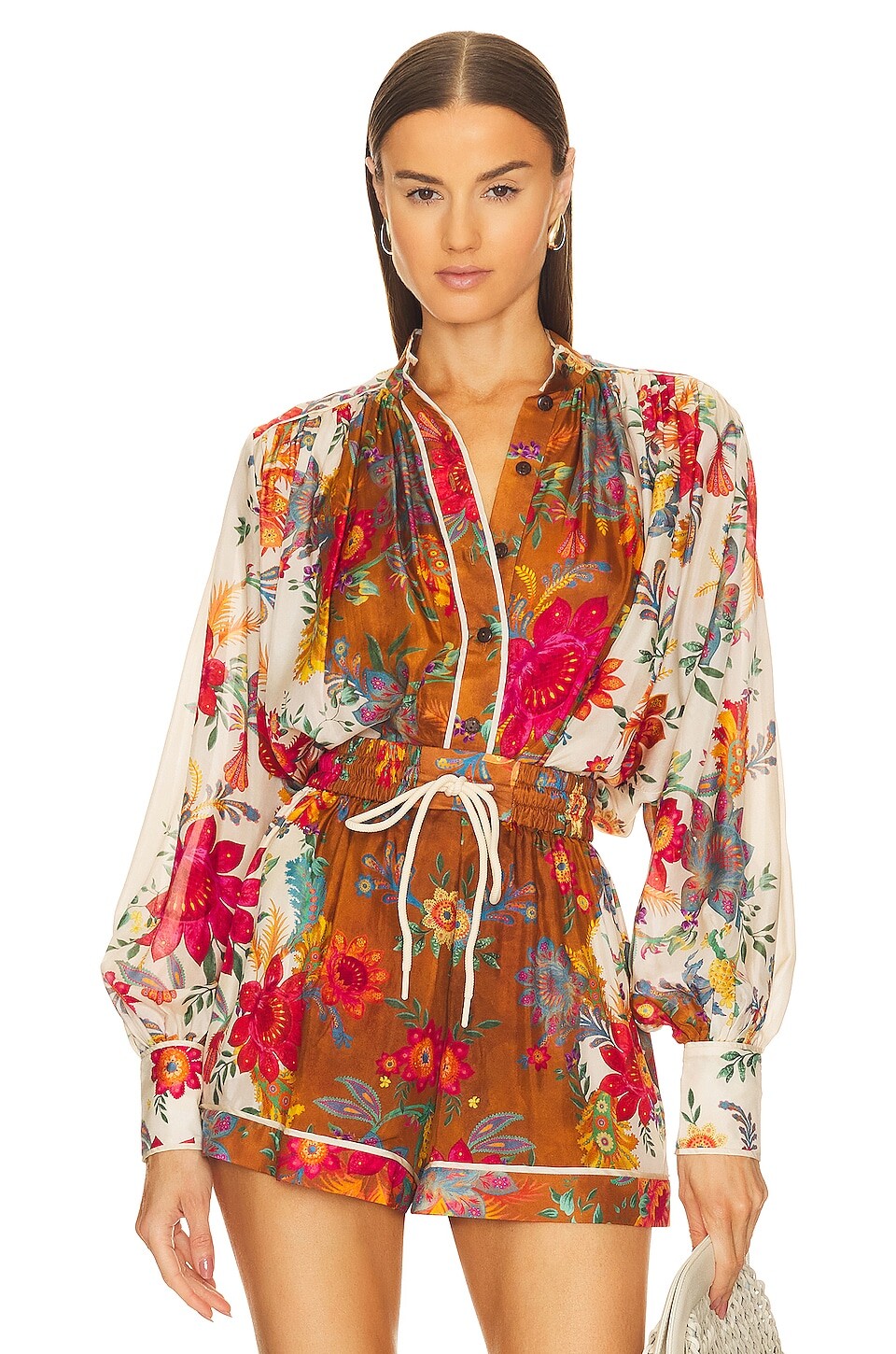 

Блузка Zimmermann Ginger Relaxed, цвет Cream & Brown Floral