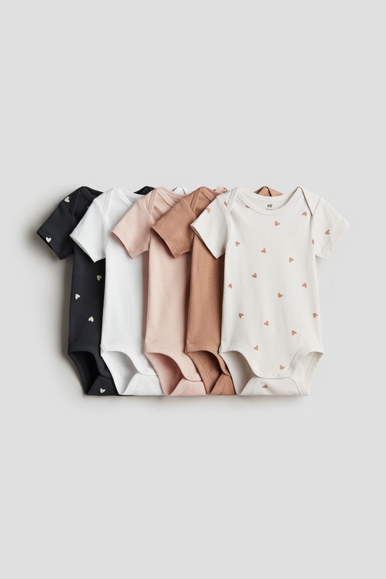 

Набор из 5 хлопковых боди H&M, бежевый